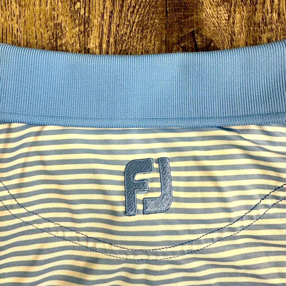 FOOTJOY BLUE STRIPED SHORT SLEEVE GOLF POLO SHIRT XL SAUCON VALLEY COURSE